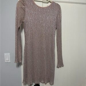 Kimchi Blue Shimmering Long Sleeve Dress in Pink